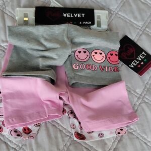 Velvet Kids Good Vibes Shorts 3-Pack - Pink and Gray